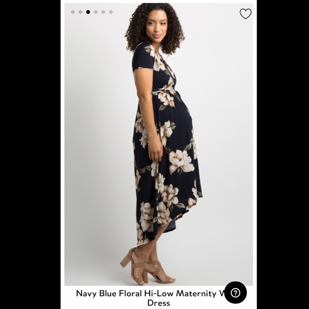 Navy Blue Floral Hi-Low Wrap Dress